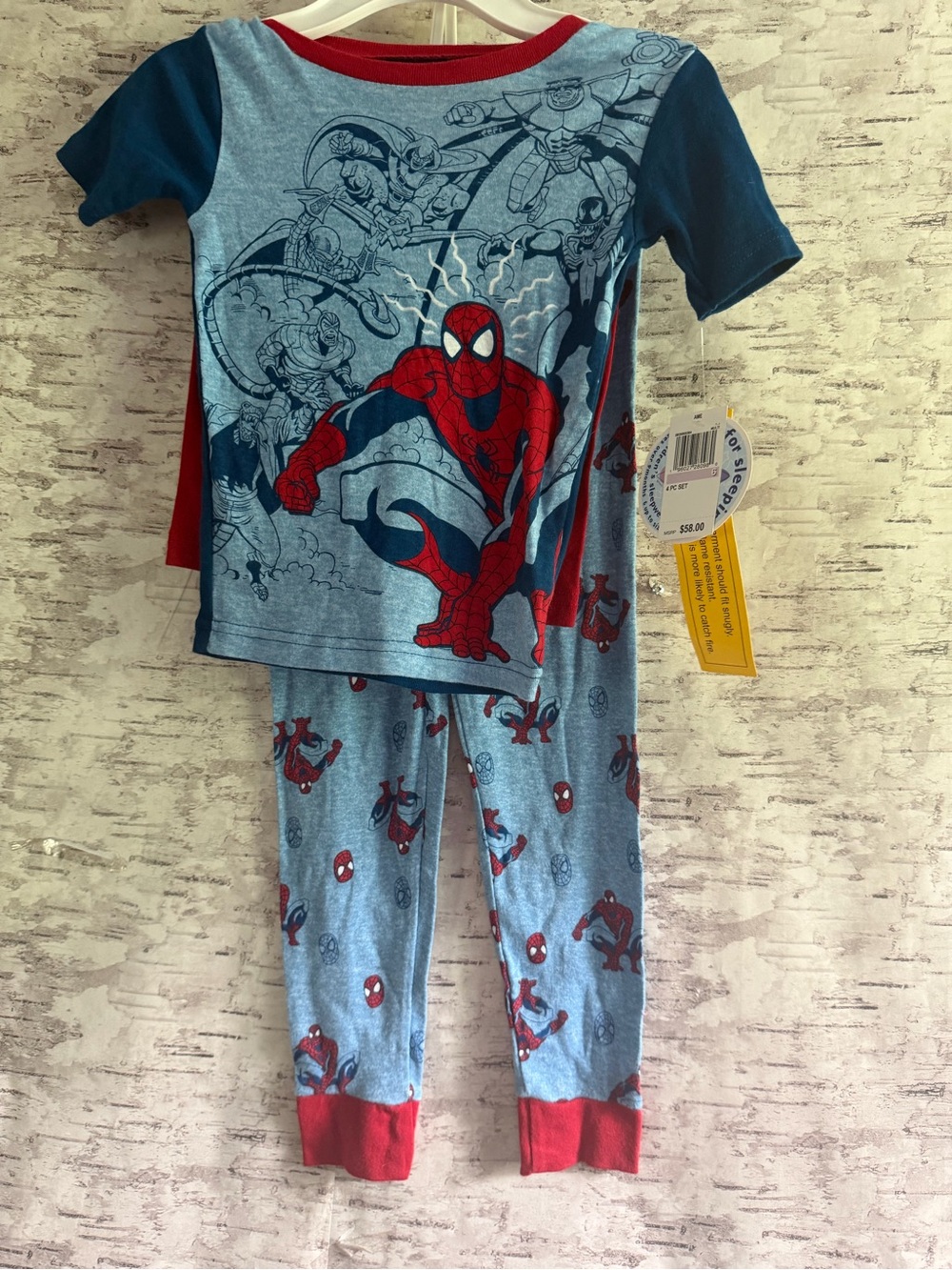 Boys Marvel Spider-Man Blue and Red Kids 3 Piece Pajama Set